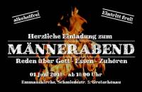  Herzliche Einladung zum Männerabend am 1. Juni ab 18 Uhr in die Emmauskirche Großschönau
